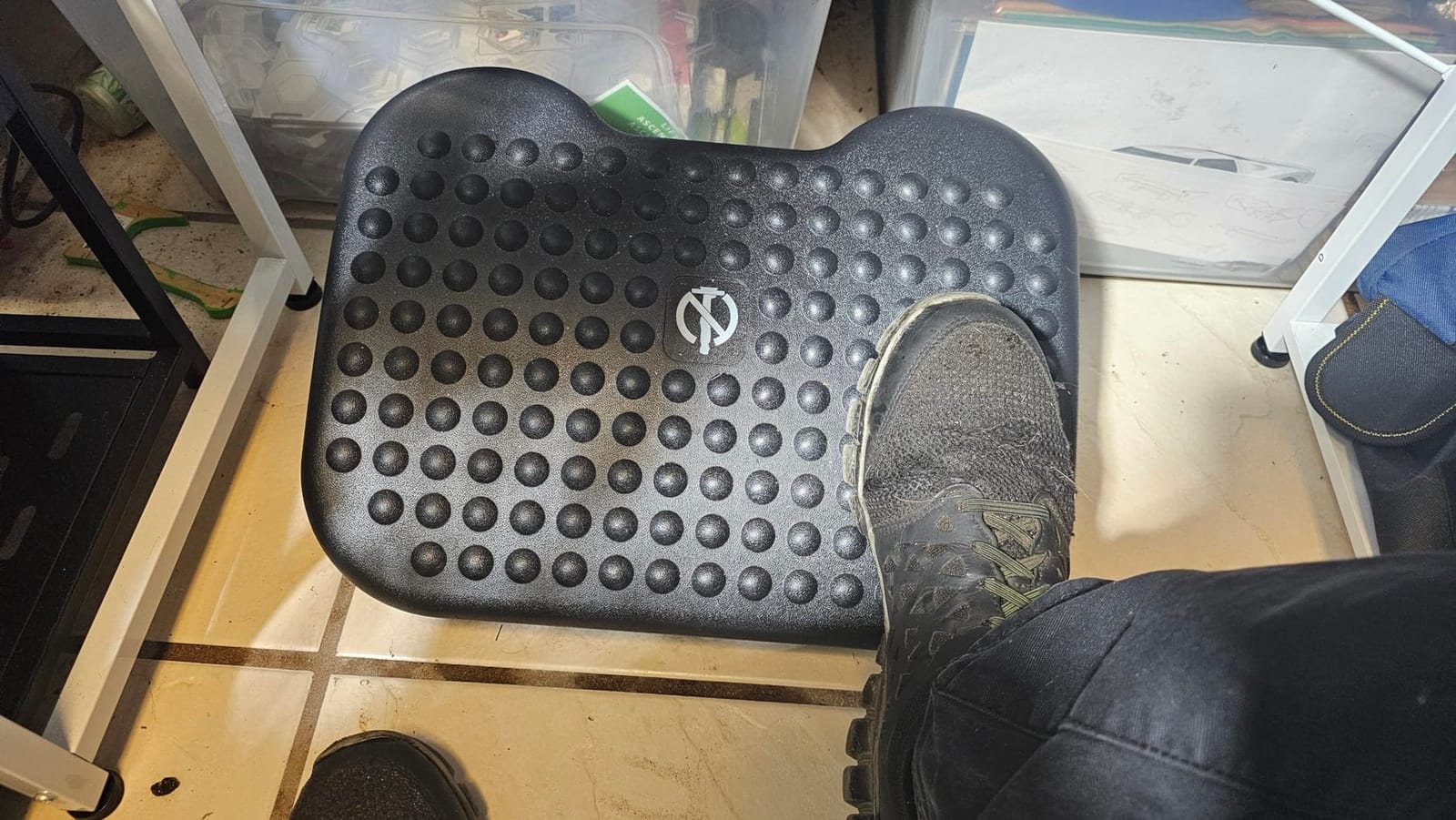 ErGear Adjustable Footrest Under Desk with 3 Height Settings | Massage texture, 17.13x13.19 inch platform, +/-30 degree rocking tilt adjustment, preassembled design, washable, home and office use customer photo 1