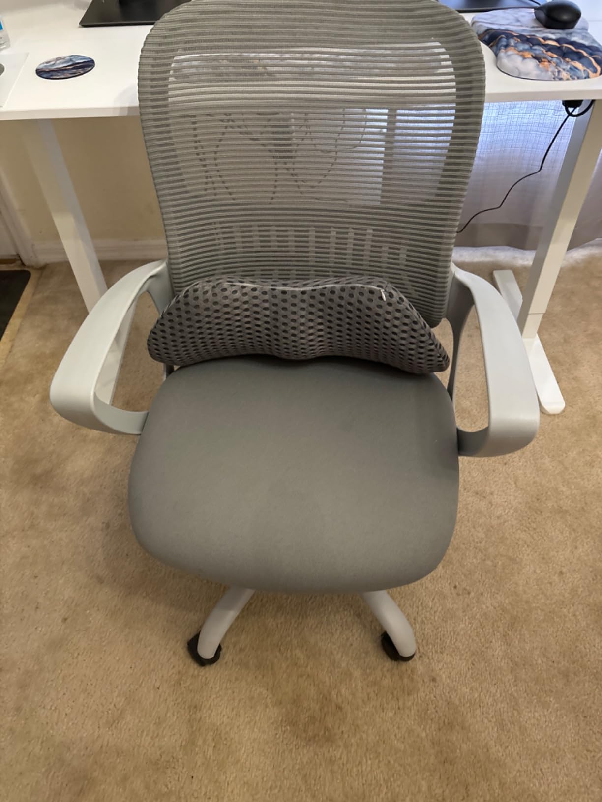 kasney Lumbar Support Pillow for Office Chair, Back Support Pillow, Gray | Memory Foam Lumbar Pillow for Low Back Pain Relief, Ergonomic Streamline Car Seat, Office Chair, Recliner and Bed customer photo 1