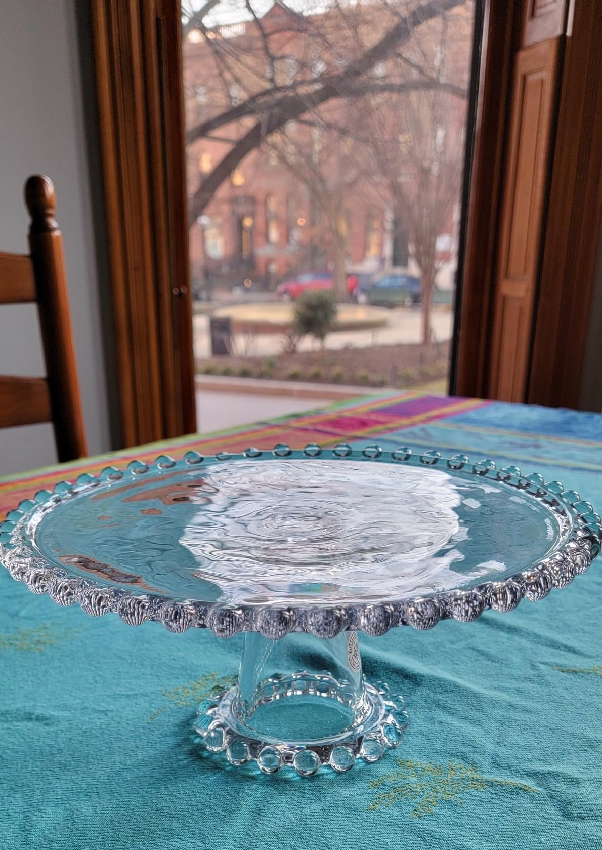 Fitz & Floyd Beaded Large Glass Cake Stand, 10.75 Inch Clear Glass Pedestal Cake Stand for Desserts, Appetizers, and Entertaining customer photo 2