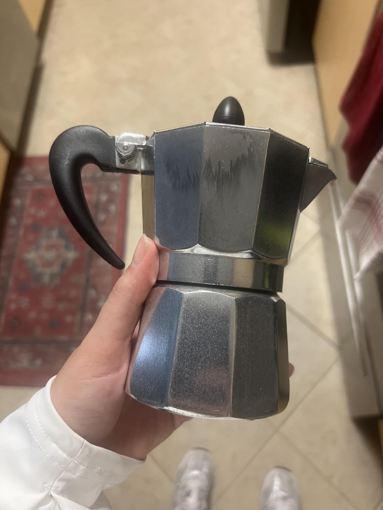 Zulay Moka Pot Espresso Stovetop Coffee Maker - Leak-Proof, Stainless Steel, Easy to Clean, Heat Resistant Handle & Knob - for Authentic Cuban & Italian Style Espresso - Makes 6 Espresso Cups - White customer photo 2