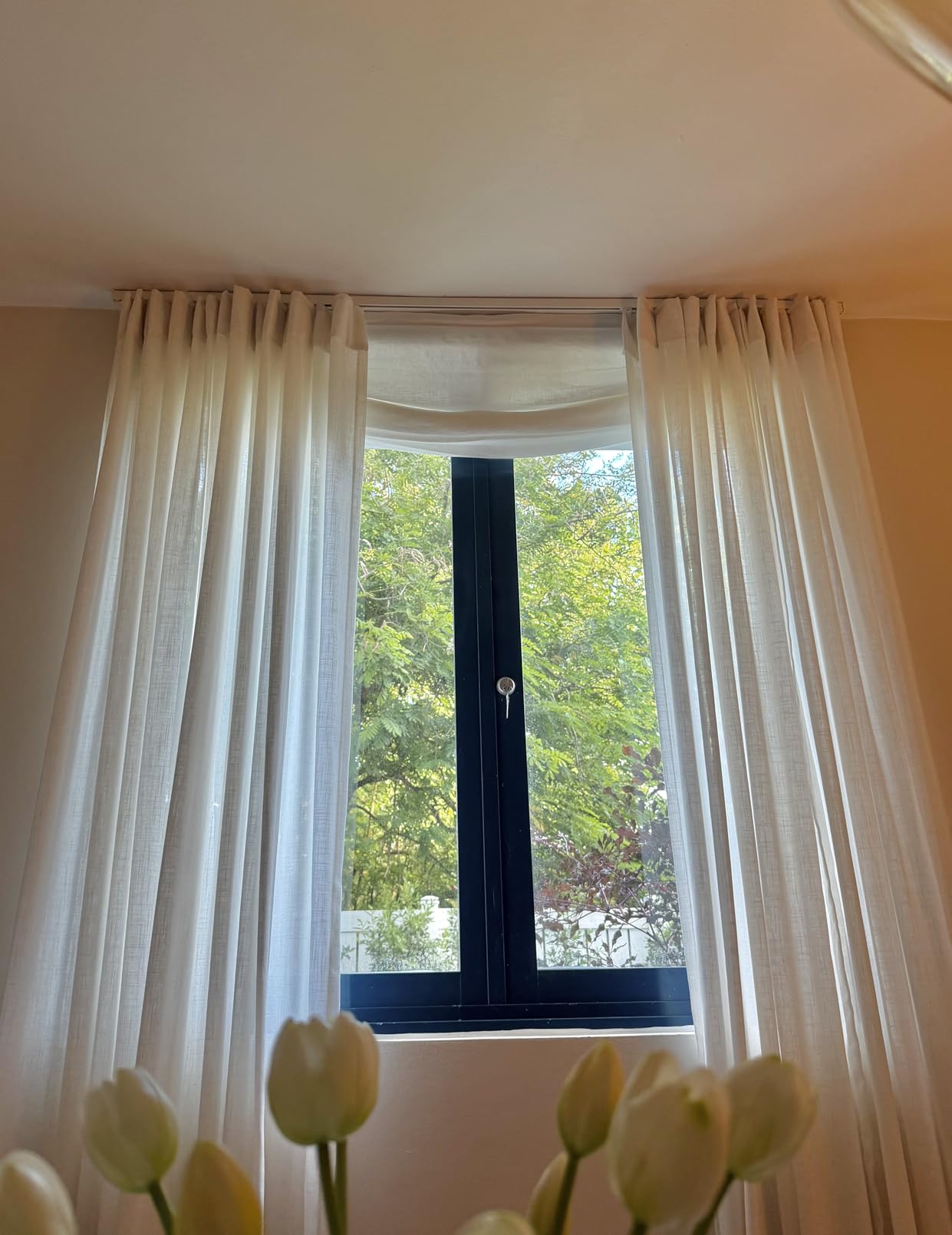 FANXINCAIWEI Roman Shades: Premium Handmade Relaxed Natural Linen for Windows customer photo 1