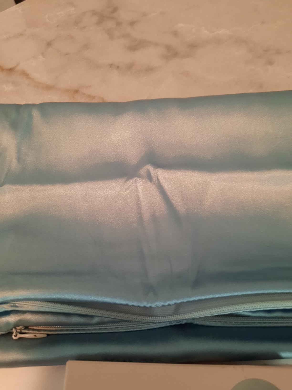 Kitsch Satin Pillowcase with Zipper - Standard Size, Haze Blue | Softer Than Silk Pillow Cases, Smooth Cooling Satin Pillow Case for Hair and Skin, Wrinkle-Free, Machine Washable customer photo 2