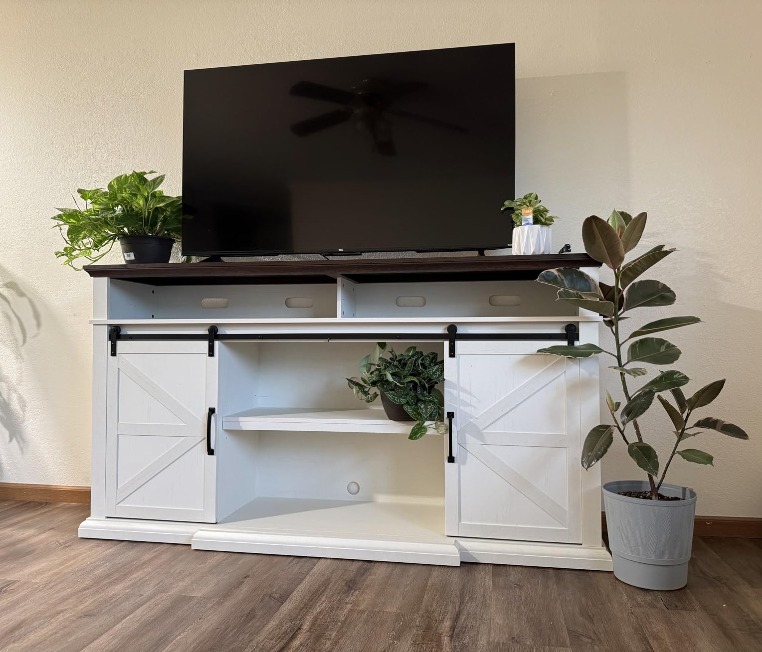 IFGET Farmhouse 80/75 inch TV Stand, 37.4