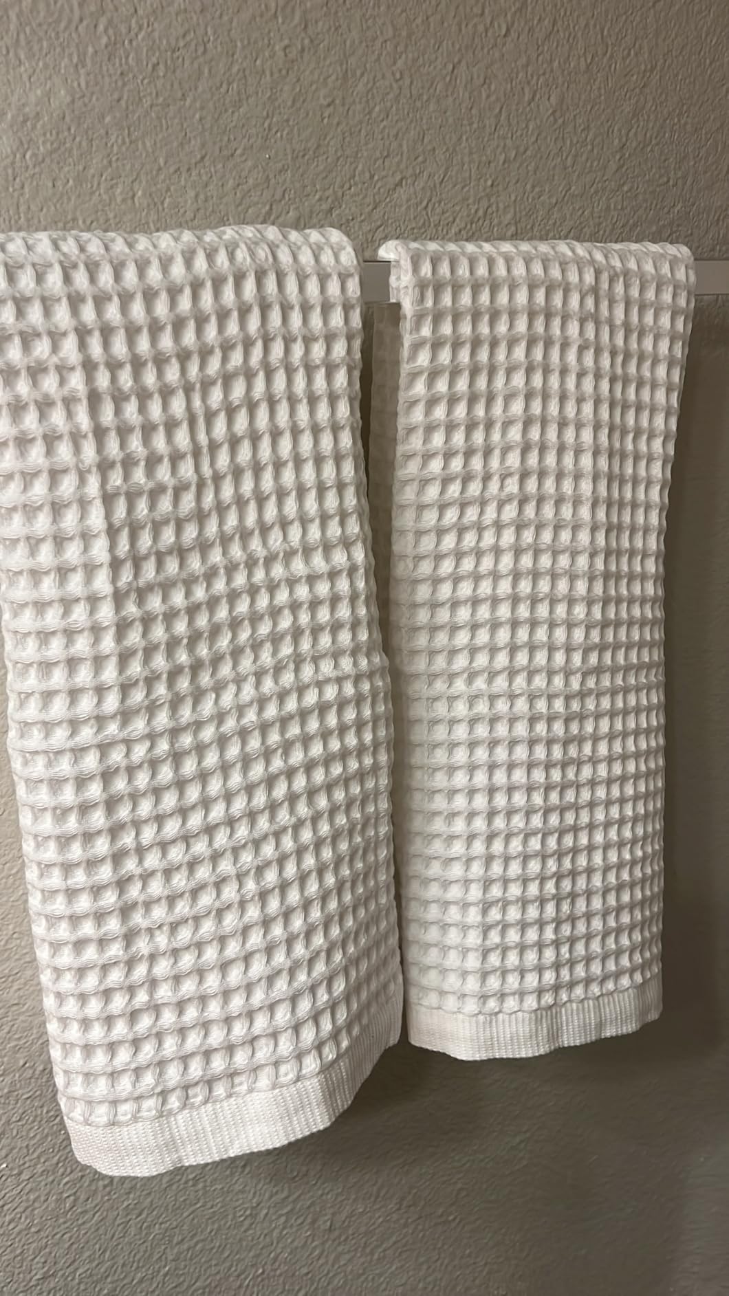 PÜSKÜL Natural 100% Turkish Cotton Waffle Bath Towels Set of 2, Extra-Large | Beige, Oversize 32x63