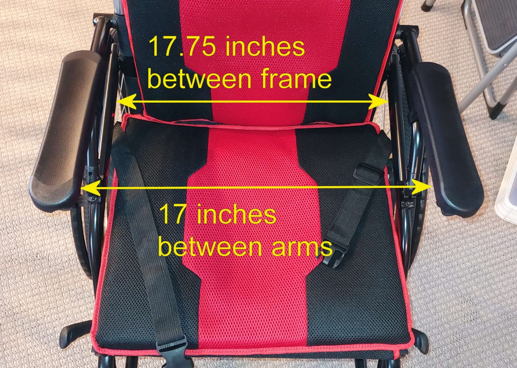 Journey SoLite C2 Ultra Lightweight Wheelchair for Seniors, Red Trim | 250 Lb Capacity Foldable Portable Manual Chair with Patterned Frame for Adults and Elderly Mobility customer photo 1