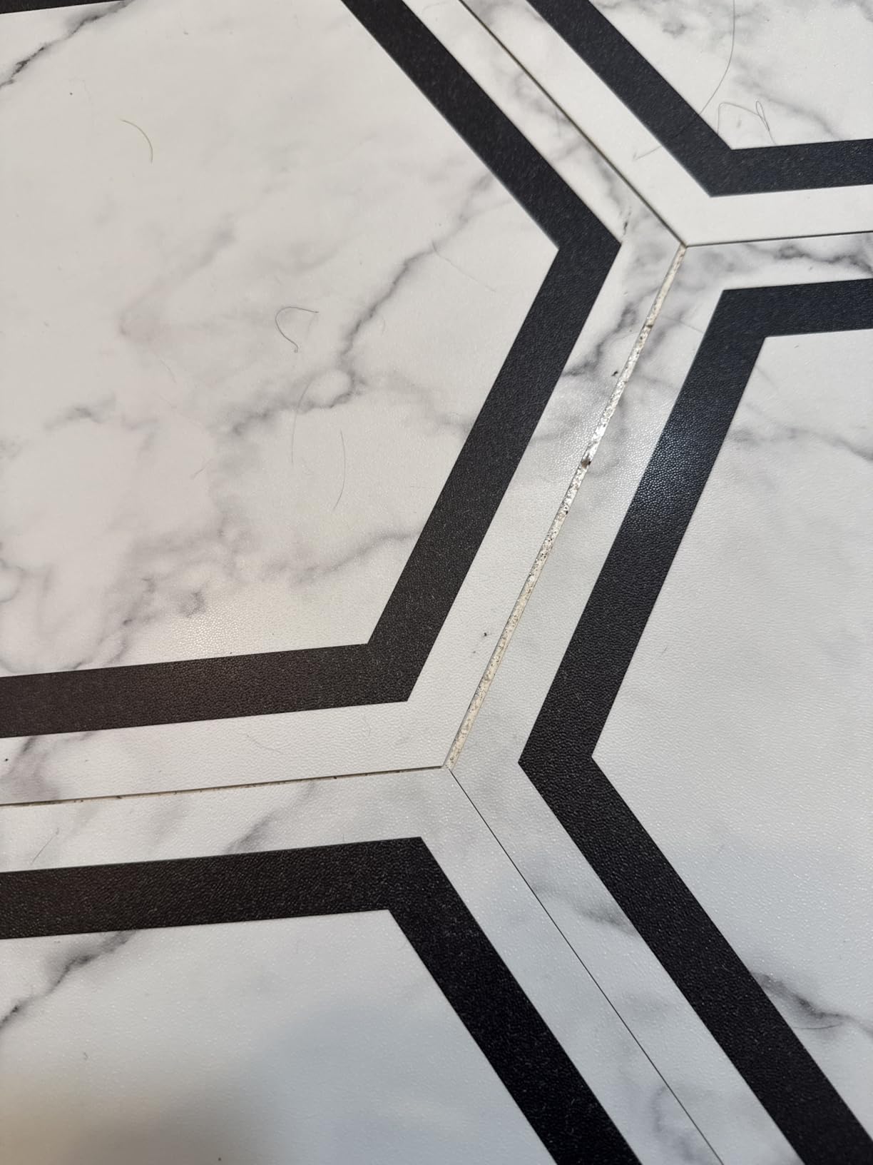 Art3d 30-Pack Hexagon Peel and Stick Vinyl Floor Tiles, White Marble | 11.8