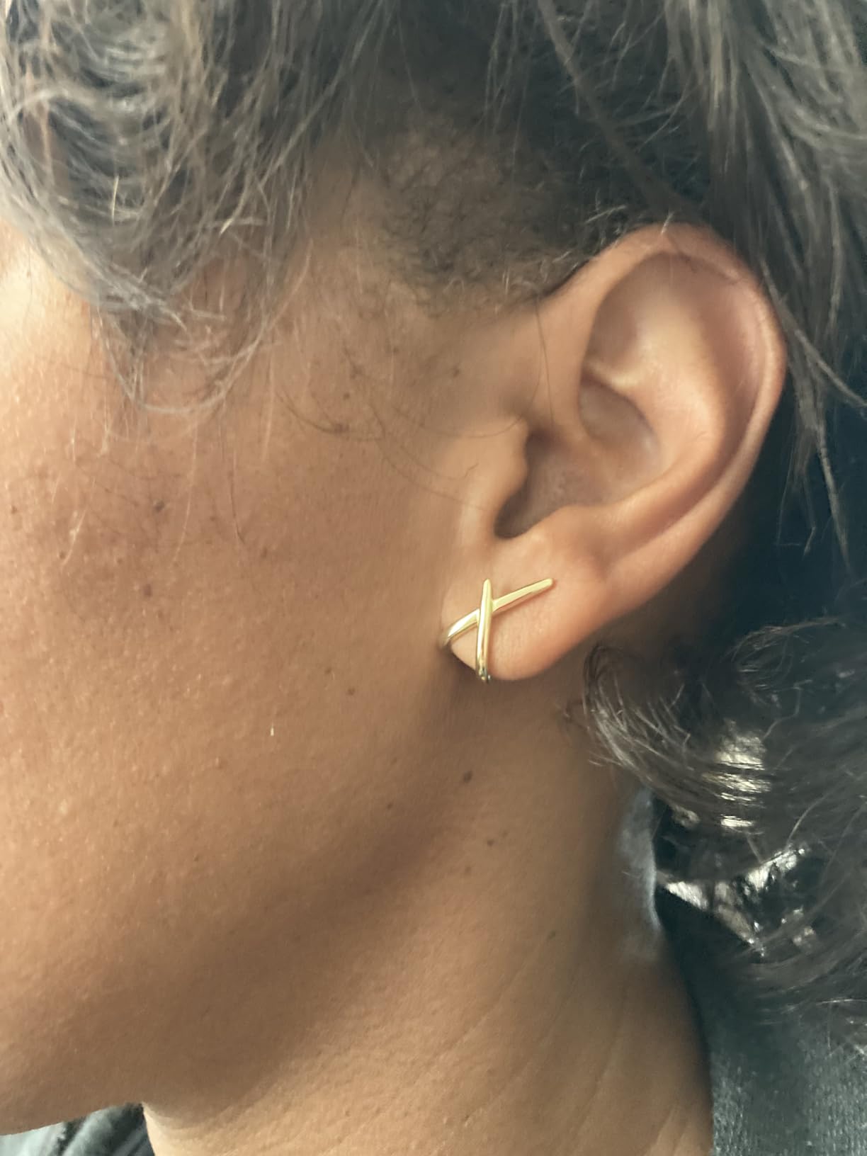 Gold Earrings for Women Trendy, 14K Gold Stud Earrings Dainty Earrings Simple Minimalist Gold Earrings Hypoallergenic Earring for Women Gifts customer photo 2