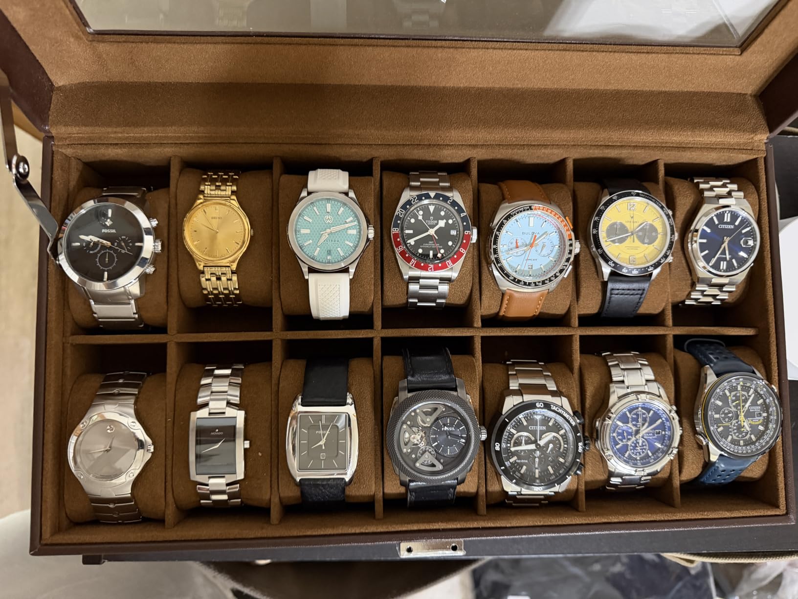 ProCase Watch Box, 12 Slot Watch Case for Men with Drawer, Espresso | 2-Layer Watches Display Case with Glass Lid, Mens Jewelry Box Storage Holder Organizer, Anniversary Christmas Birthday Gift customer photo 1
