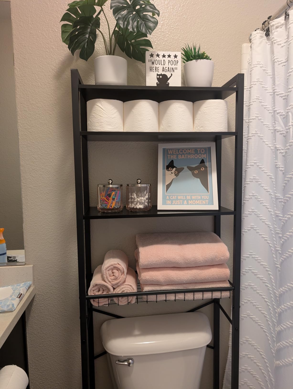 Kalrin Over-The-Toilet Storage Rack, 4-Tier Bathroom Organizer Shelf Over Toilet with Adjustable Shelf and Basket, Freestanding Space Saver Bathroom Shelves Above Toilet for Room (Vintage Brown) customer photo 1