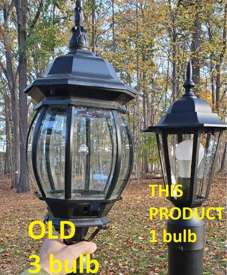 WISBEAM 2 Packs Outdoor Post Light, Pole Lantern, E26 Base 60W Max, Aluminum Housing Plus Glass, Wet Location Rated, ETL Qualified, Bulbs not Included, Black customer photo 1