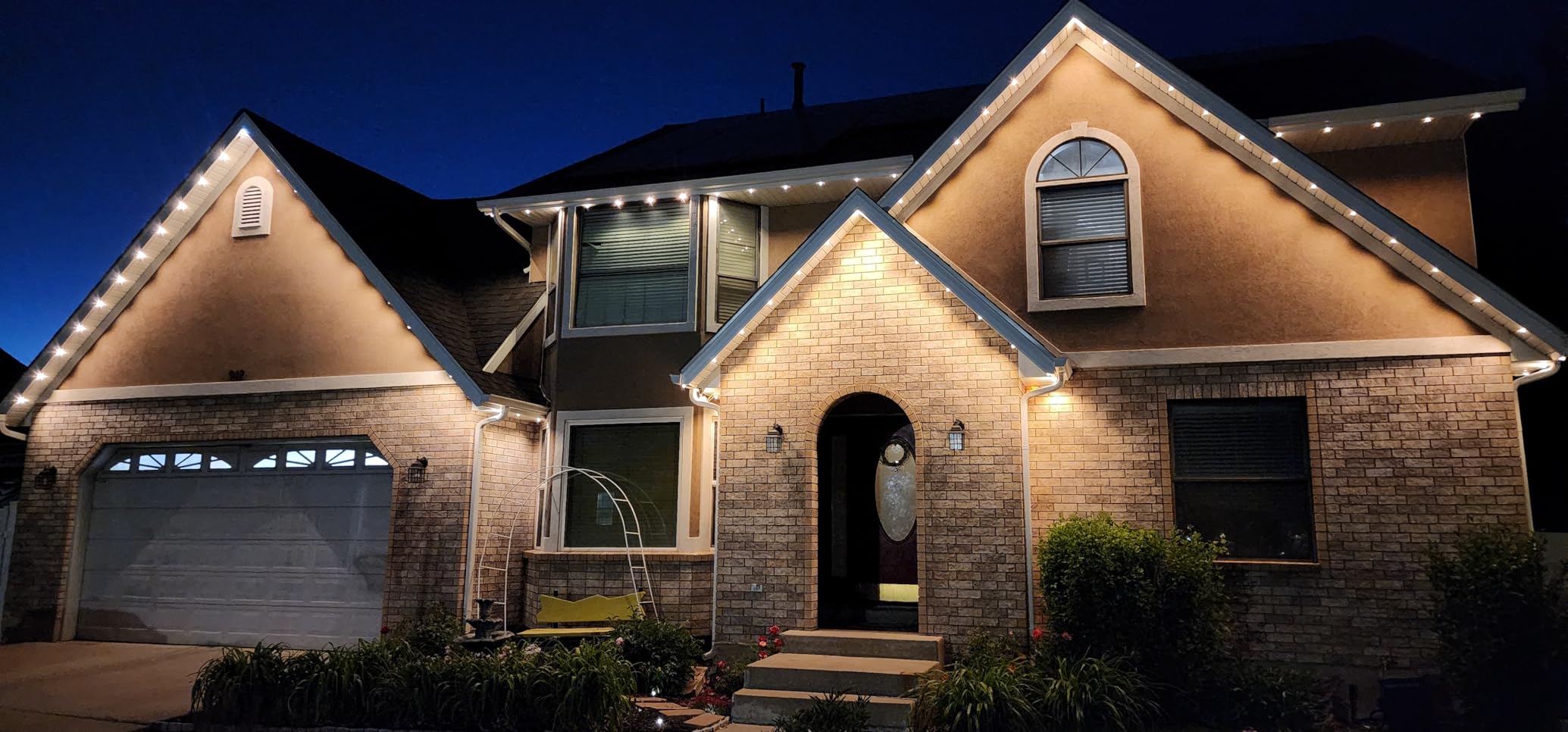 Enbrighten Eternity Permanent Outdoor Lights, 100ft, 72 Lights, Smart | White Cord, RGBWIC LEDs, Weatherproof, Cuttable, Link to 200ft, Christmas, App Control, Works with Alexa & Google Home customer photo 2