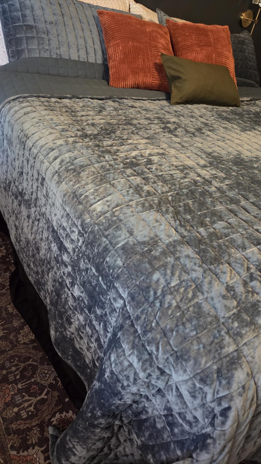 RECYCO Channel Box Stitch Velvet Quilt Set, King Size, Beige | Ultra Soft Lightweight Velvet Comforter, Luxury Oversized Bedspread Coverlet, Quilted Bedding Set for All Season with 2 Shams customer photo 2
