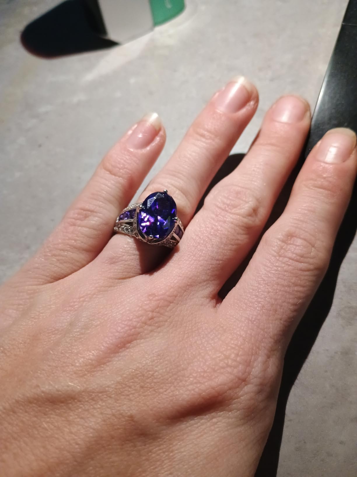 Emerald/Sapphire/Ruby/Tourmaline Rings for Women, 925 Sterling Silver Gemstone Engagement Anniversary Ring Big 6.5-8.5 Carat Birthstone Ring, Size 6 to 10 (Send Gift Box) customer photo 1
