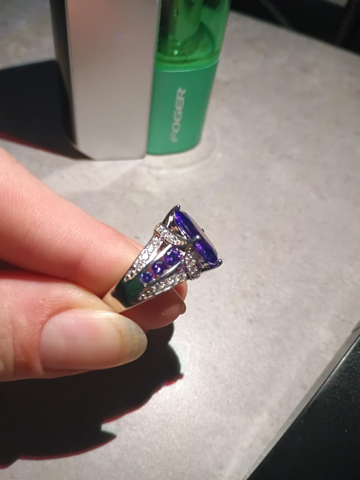Emerald/Sapphire/Ruby/Tourmaline Rings for Women, 925 Sterling Silver Gemstone Engagement Anniversary Ring Big 6.5-8.5 Carat Birthstone Ring, Size 6 to 10 (Send Gift Box) customer photo 2