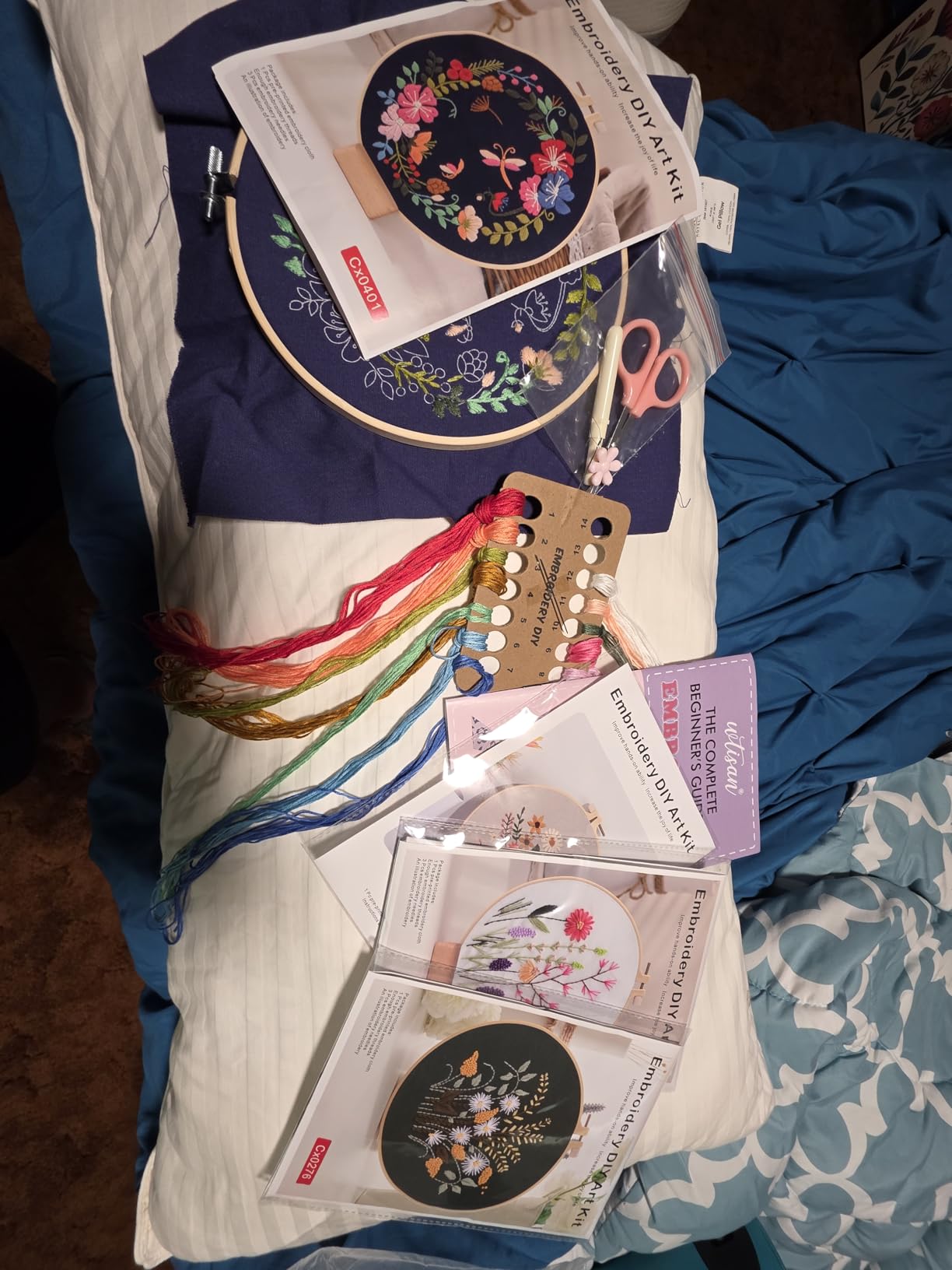 4 Pack Embroidery kit for Beginners Adults DIY Starter Kit, Cross Stitch Kits with Flower Stamped Patterns, Embroidery Hoop, Tools,Colorful Threads,Step by Step Instructions,Hand Craft Lover Gift customer photo 2
