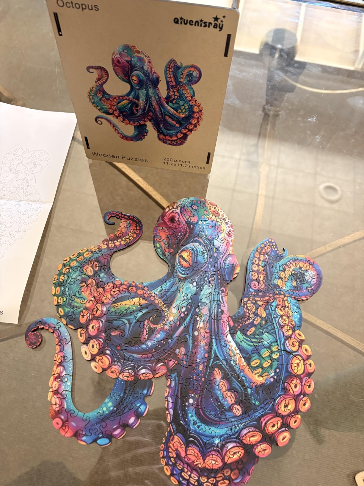Qiuenisray 500 Piece Wooden Octopus Jigsaw Puzzles for Adults, FSC Certified Unique Shape Ocean Puzzle, Wall Decor, Creative Family Game 16.9x16.9 in customer photo 1
