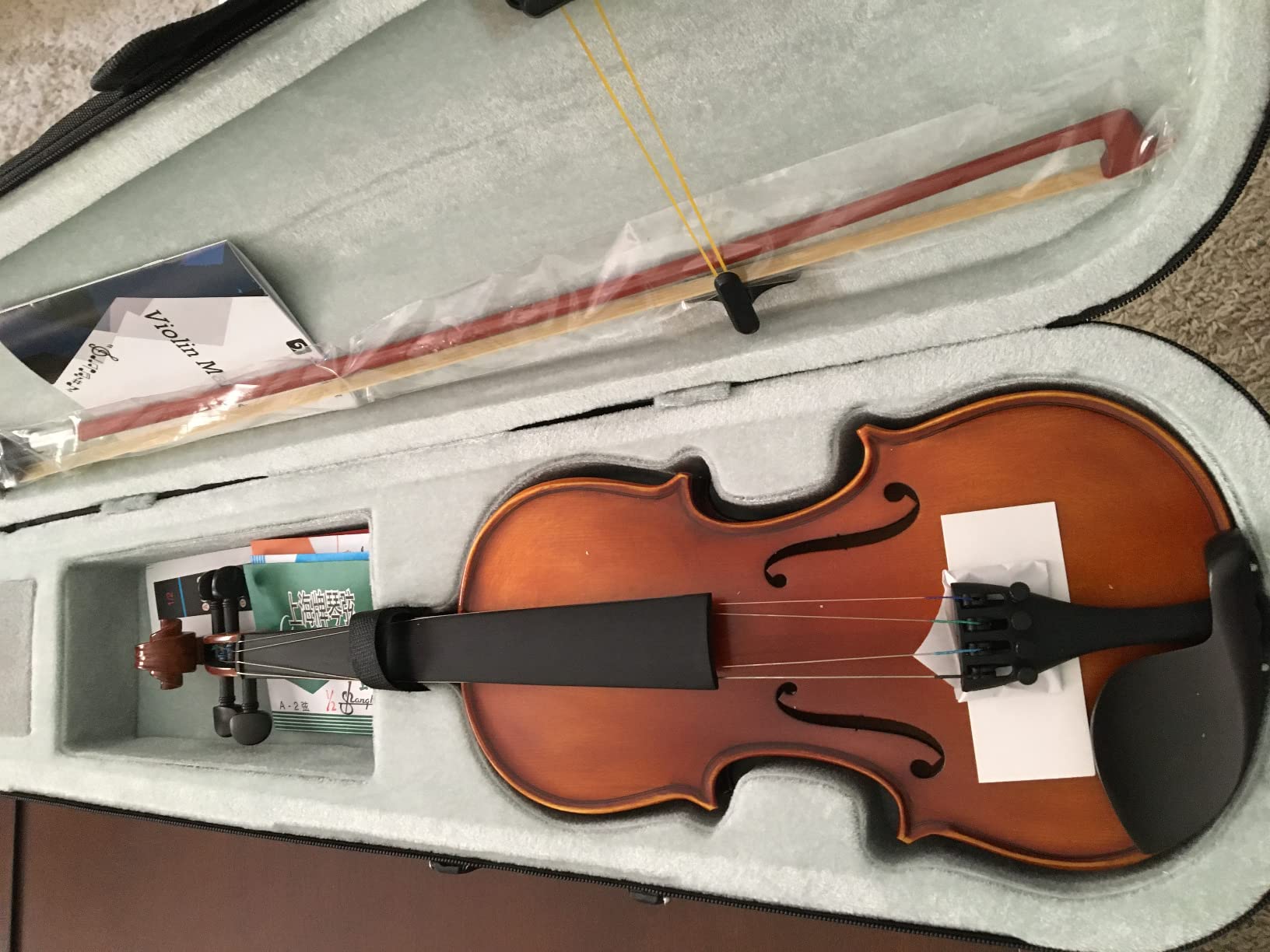 Vangoa Violin 1/2 Size for Beginners Full Set, Spruce Childrens Fiddle Half Size Bundle Medium Acoustic Violins Starter Kit Package w/Side Solidwood, Hard Case for School Students Ages 6-9 customer photo 2