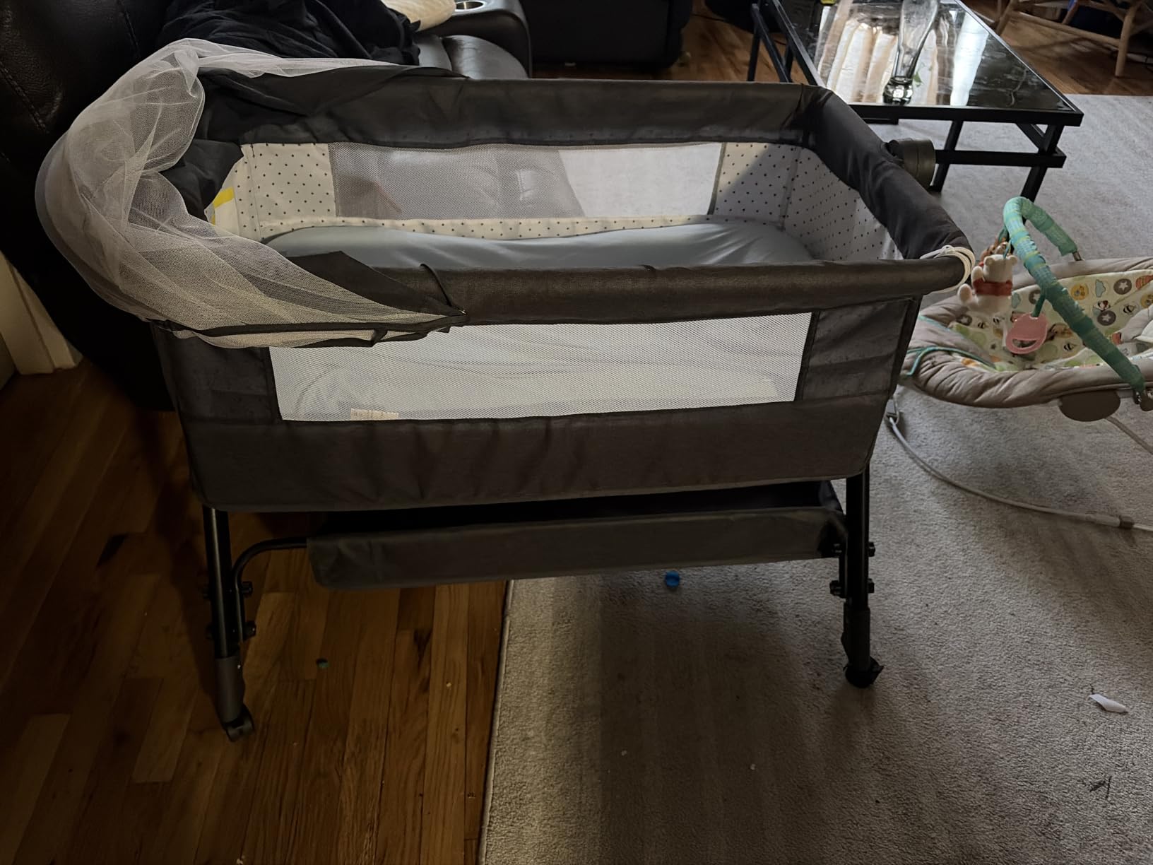 BCOL Baby Bassinet, Bedside Bassinet for Baby, 3 in 1 Bassinet Bedside Sleeper with Wheels, Mosquito Net, Adjustable Easy Folding Portable Bed for Infant Newborn (Dark Grey) customer photo 2