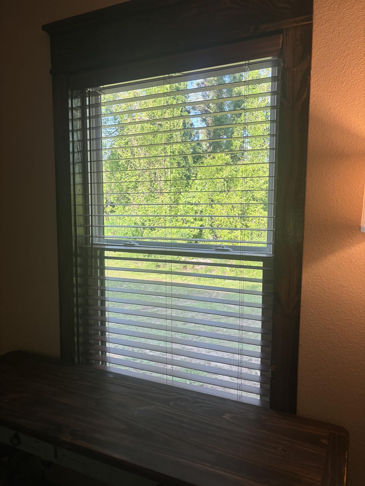 REGAL estate Faux Wood Blinds, Cordless 2 Inch Faux Wood Blinds for Windows, Moisture Resistant Faux Blinds, 35