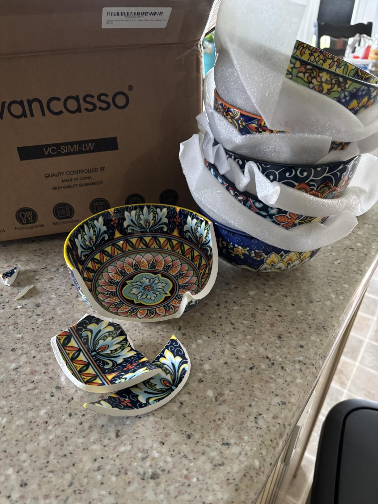 vancasso SIMI 28 oz Cereal Bowls Set of 6, Bohemian Ceramic Soup Bowls | For Pasta, Salad, Ramen, Fruit Serving, Dishwasher and Microwave Safe, Porcelain, Chip-Resistant, Decorative Bowls customer photo 2