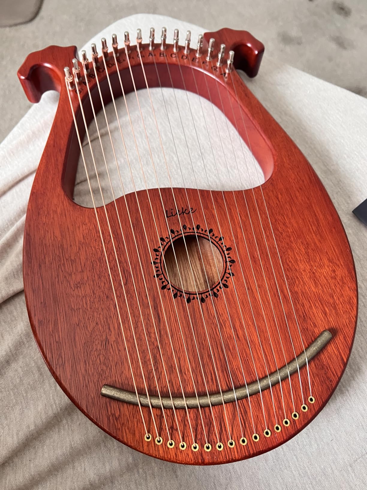 LIEKE 7 String Lyre Harp Instrument with Tuning Wrench,Metal Strings,Bag, Mahogany Body and Bone Saddle,Lyre Harp Kit Gift for Adults Beginner customer photo 1