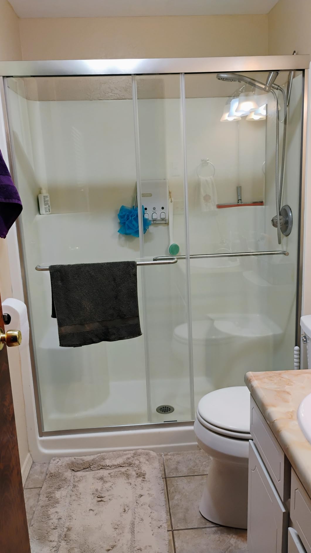 Royal Guard Double Sliding Shower Door, 56-60 in. W x 70 in. H, Matte Black | Shower Doors with 6mm Clear SGCC Tempered Glass, Bypass Shower Enclosure, Nano Coating Easy Clean and Waterproof and Adjustable Width customer photo 1
