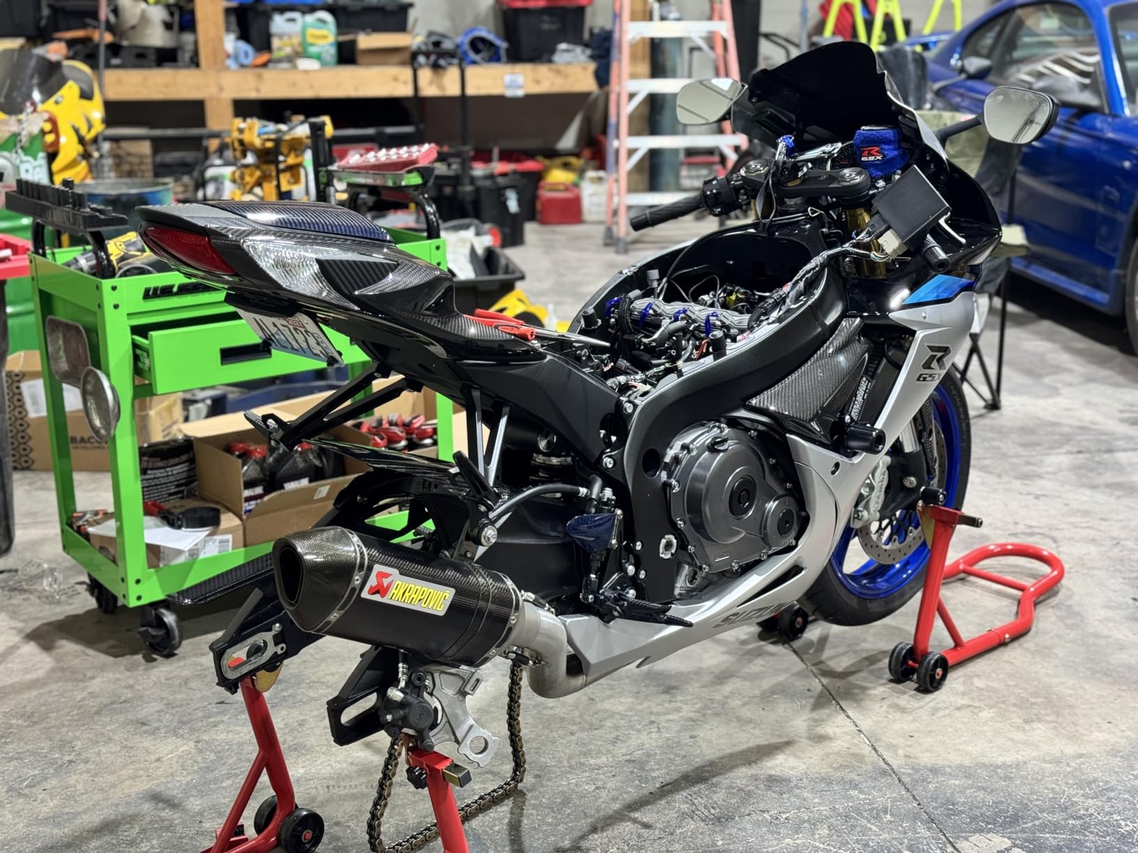 Jack Boss Motorcycle Stand Rear Combo Wheel Lift Stand, 500Lbs Capacity, Swingarm Spool Paddock Stand for Sport Bike, Fit for Yamaha, Honda, Suitable for Kawasaki Black customer photo 2