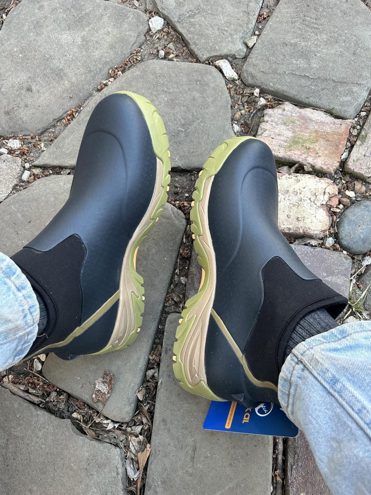 Kalkal Men's Rubber Boots, Waterproof Ankle Rain Boots, Insulated Working Booties with Comfortable Sports Sole, Outdoor Mud Boots for Yard Chore customer photo 2