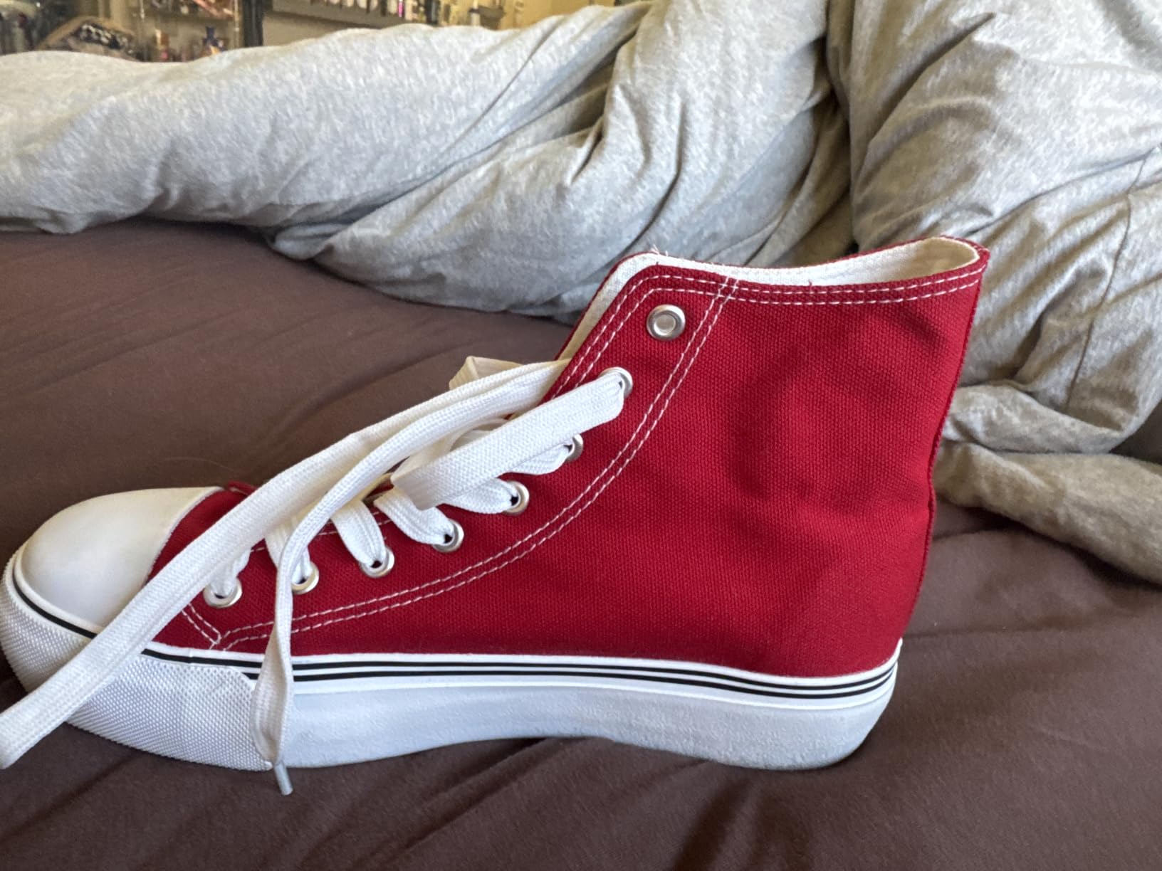 FRACORA Womens White Platform Sneakers High Top Canvas Shoes customer photo 1