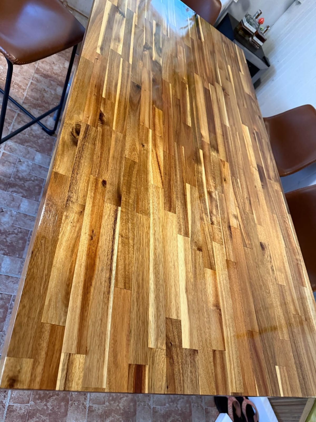 Howizz Acacia Butcher Block Countertop 96 x 25 x 1.5 Inches, Unfinished Solid Wood Table Top for DIY Desk Top, Workbench Top, Kitchen Countertop customer photo 1