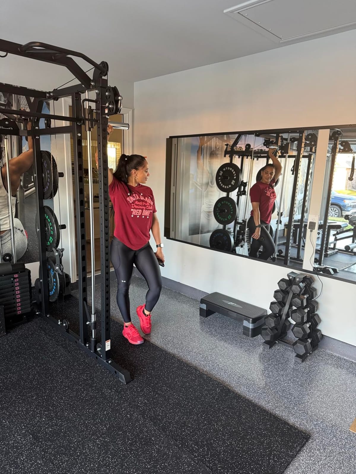 Delma Home Gym Mirror, 54''x30''x2PCS Black | Wall Mounted Large Frameless Tempered Glass customer photo 2