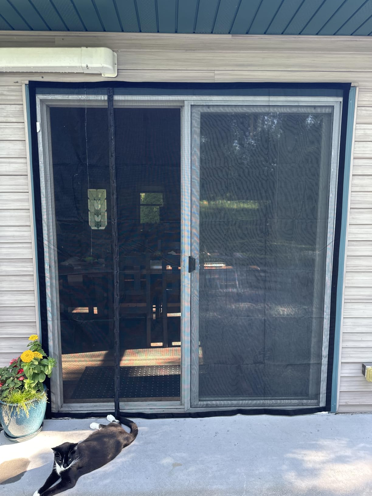 Reversible Side Opening Wide Magnetic Screen Door for Sliding & French Door | Heavy Duty Thicker 255g/㎡ Reinforced Mesh bug Door Screen Magnetic Closure, Screen 74