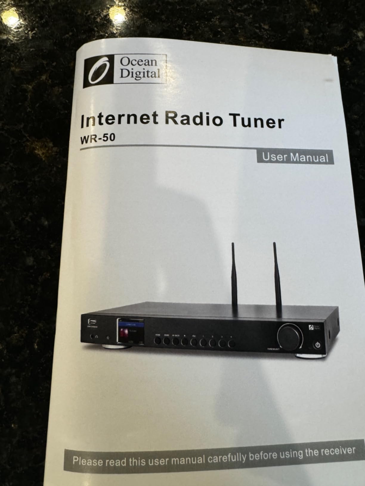 Ocean Digital WR-50 Internet Radio Tuner Component Wi-Fi, Ethernet LAN, Podcasts, Stereo Outputs to Connect Hi-Fi System, Bluetooth Receiver, USB Playback, Remote Control, 2.4