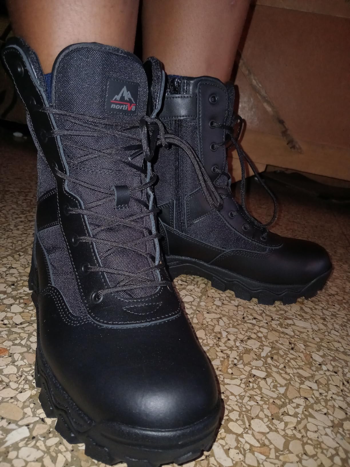 NORTIV 8 Men's Tactical Military Work Boots Side Zipper | Outdoor Motorcycle Combat Boots 8 Inches customer photo 1