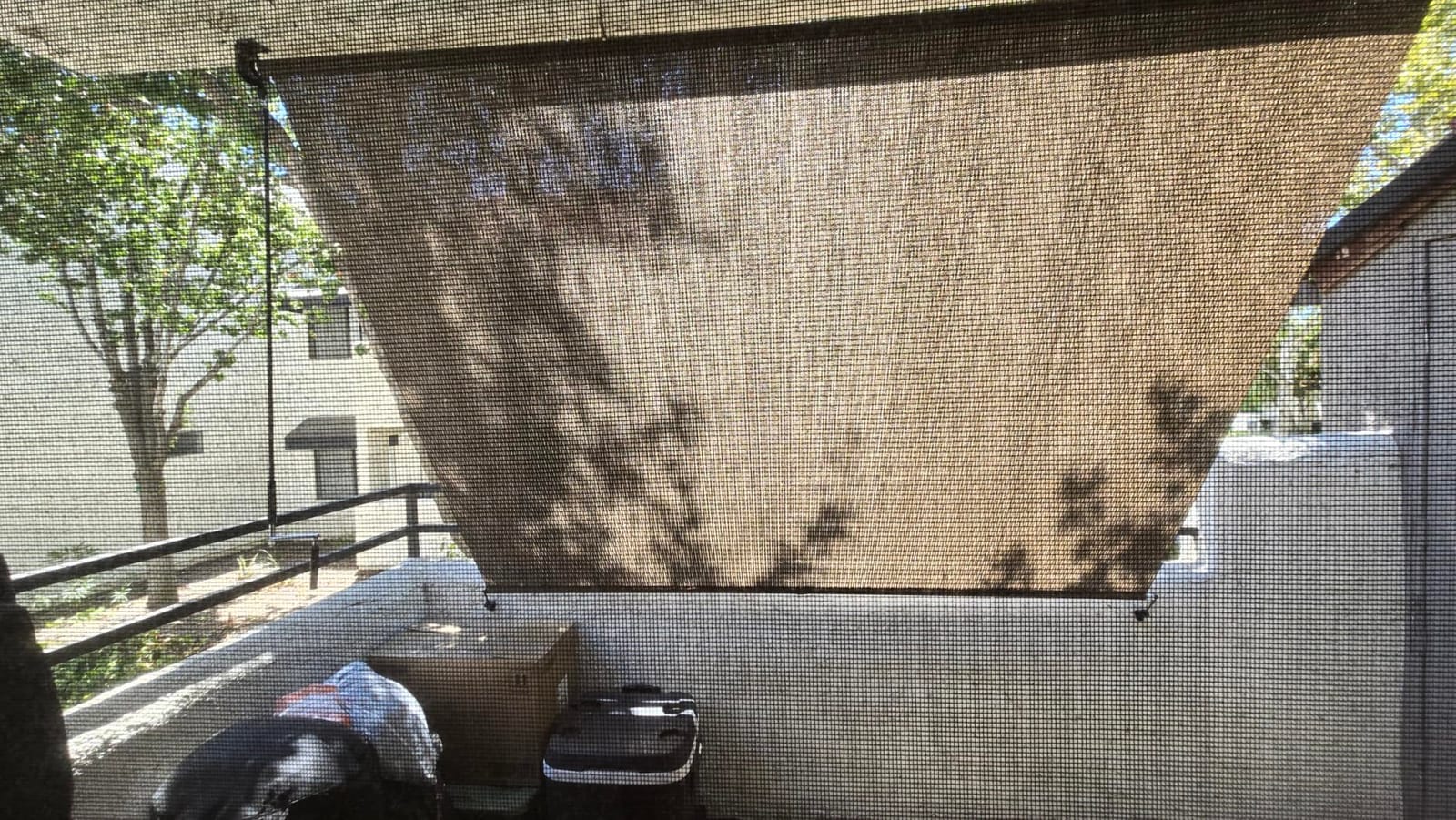 Shade&Beyond Outdoor Roller Shades with Splicing Design, 6' W x 6' H Cordless Patio Roll Up Blinds, Exterior Shade Cloth Roll for Porch, Gazebo, Pergola, Balcony, Blue Gray customer photo 2