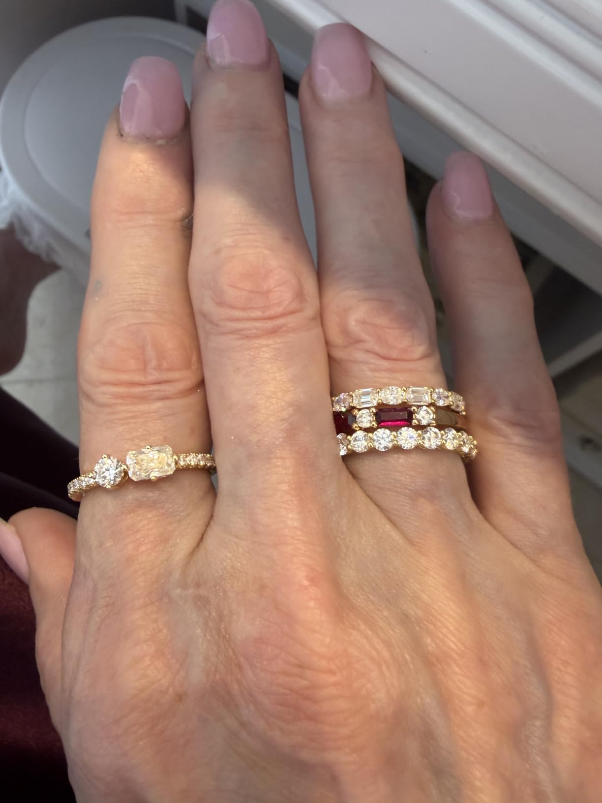 FWM Moissanite and Sapphire/Ruby/Emerald Rings for Women Sterling Silver customer photo 1