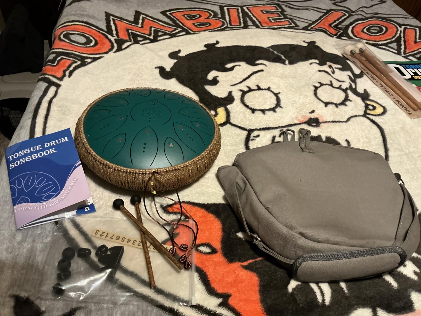 Steel Tongue Drum 13 Inches 15 Notes, Hand Pan Drums for Adults 440hz, C Major Handpan Musical Instrument with Song Book, Mallets and Carry Bag, Navy Blue customer photo 2