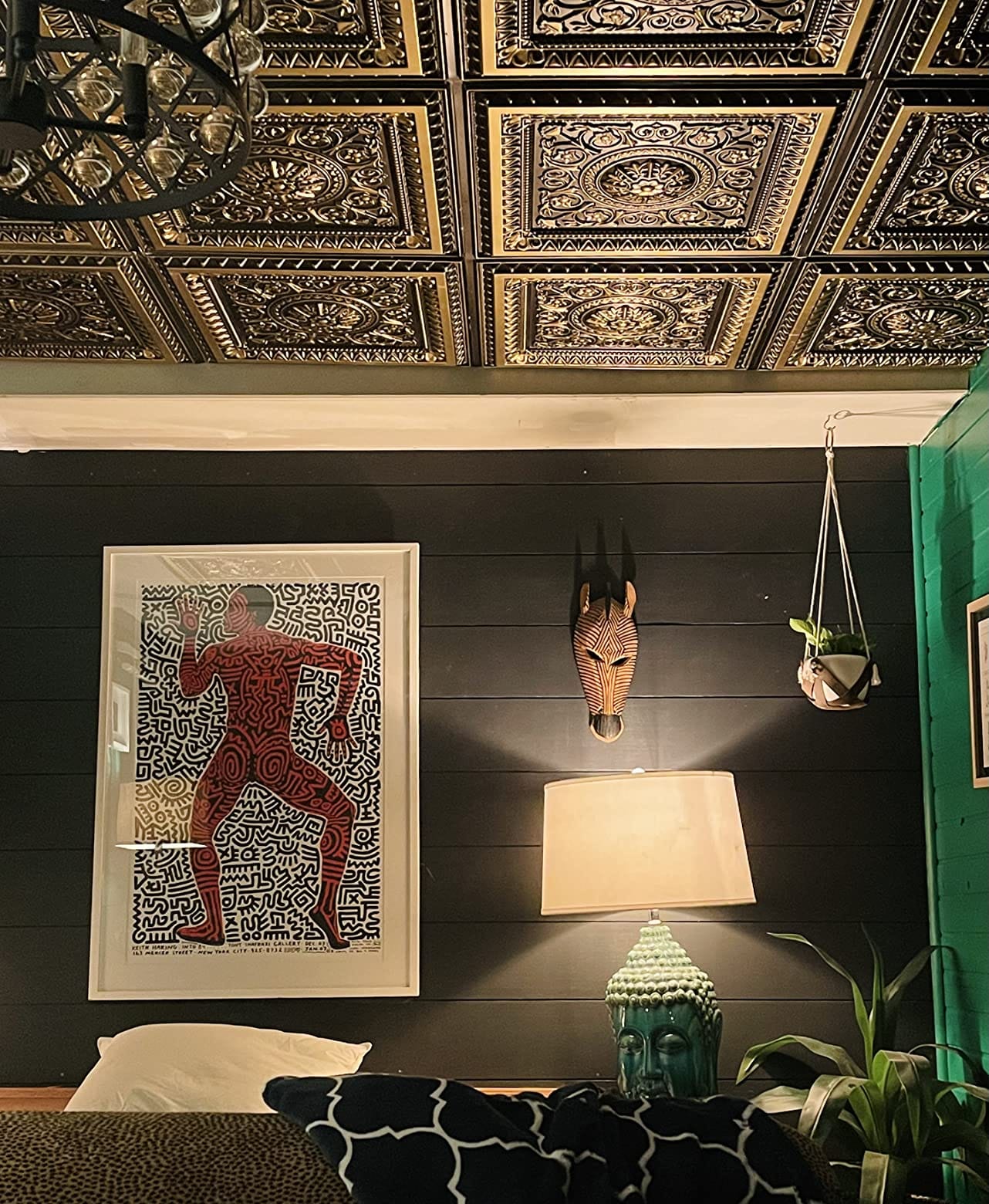 from Plain to Beautiful in Hours 223 La Scala PVC 2' x 2' Glue-up or Lay-in Ceiling Tile (Covers / 40 sq.ft), Vintage Tin, 10 Piece customer photo 1