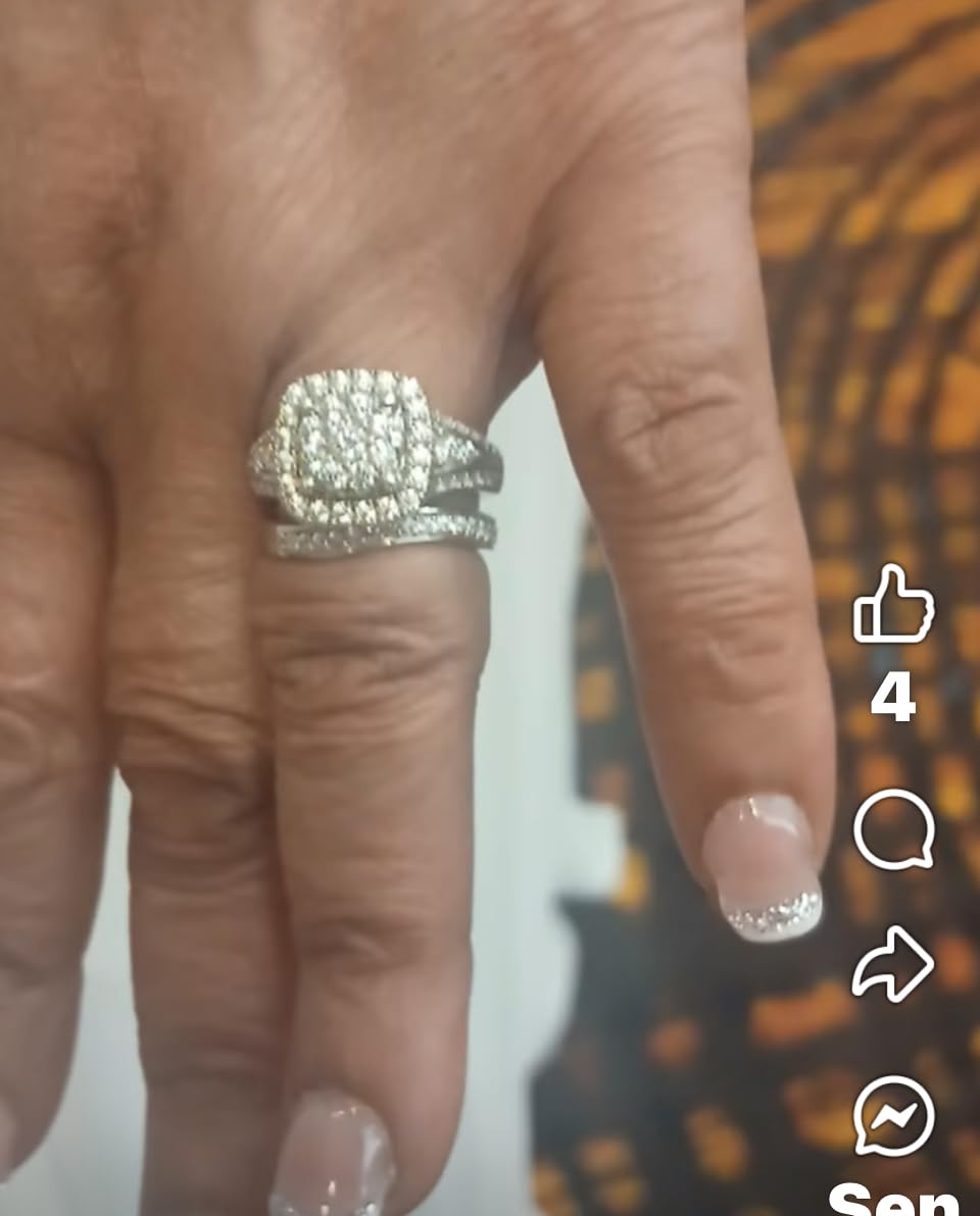 SAVEARTH DIAMONDS Double Halo Bridal Engagement Ring Set Women 1.25 CT customer photo 2