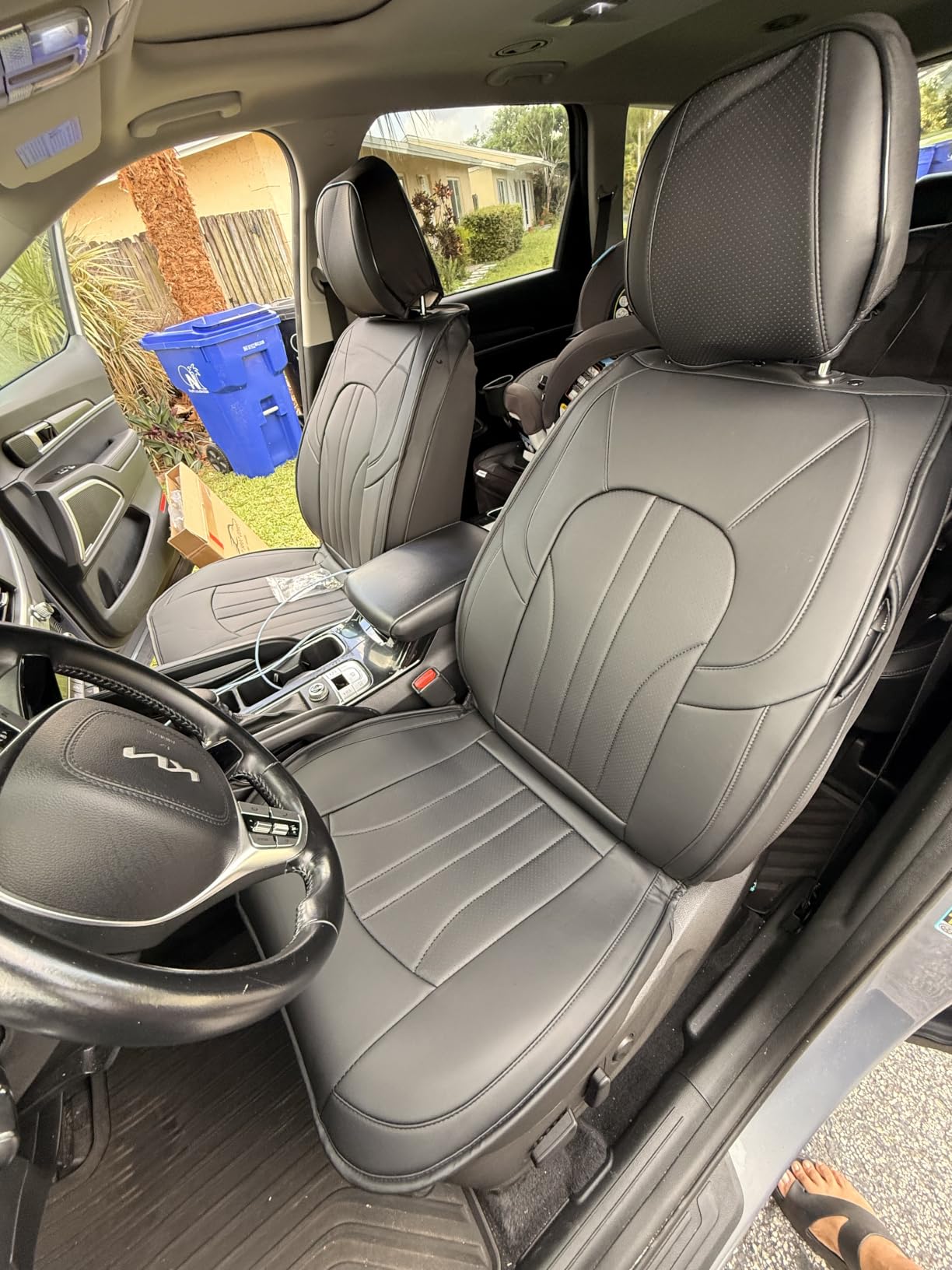 MINGBRON Car Seat Cover Full Set, Leather Car Seat Cover, Waterproof Seat Covers, Car Seat Cushion, Nappa Leather Seat Covers Car Seat Protector Universal Fit Most Cars Black customer photo 2