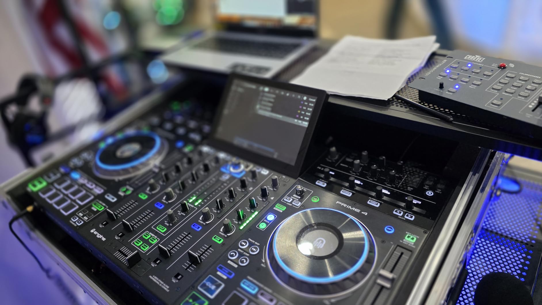 AxcessAbles Two-Tier Portable DJ Booth | Large DJ Table Stand w/ 43