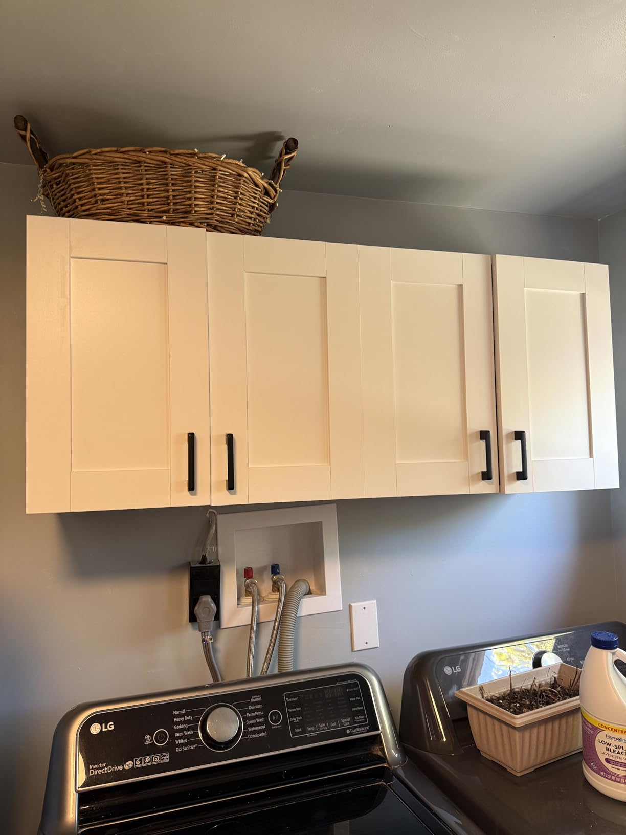 White Laundry Room Cabinets and Storage with 4 Doors and Utility Adjustable Shelf, Gabinetes Para Cocina Cupboard Kitchen Organizers and Storage Pantry Wall Mounted 12.4
