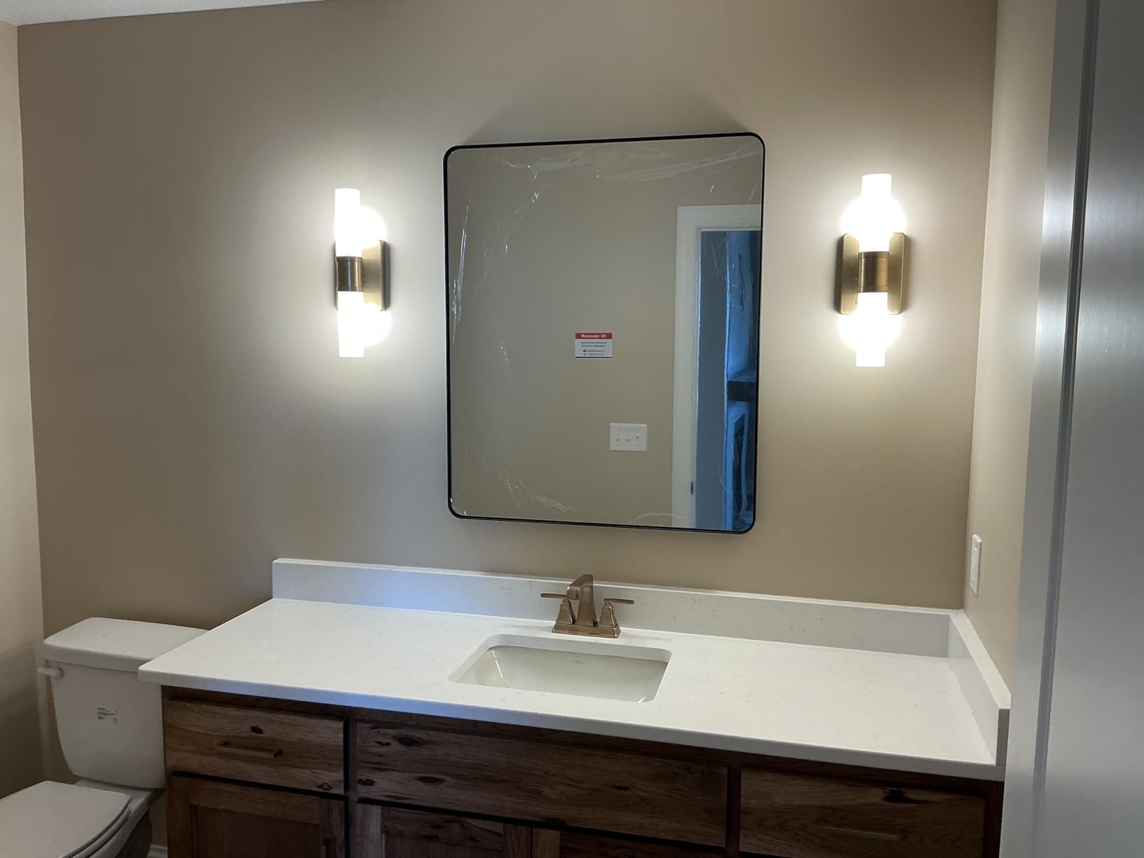 Keonjinn 20 x 30 Inch Brushed Nickel Bathroom Mirrors for Over Sink | HD Tempered Glass, Silver Vanity Mirror, Rust-Resistant Aluminum Frame, Rounded Rectangle, French Cleat Mount, Home Décor customer photo 1