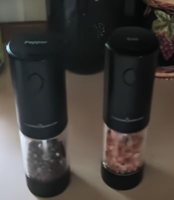ThermoMaven Upgraded Larger Capacity Electric Salt and Pepper Grinder Set, 110ml Rechargeable Salt and Pepper Shaker with LED Light, Stainless Steel Automatic Pepper Mill with 6 Adjustable Coarseness customer photo 1