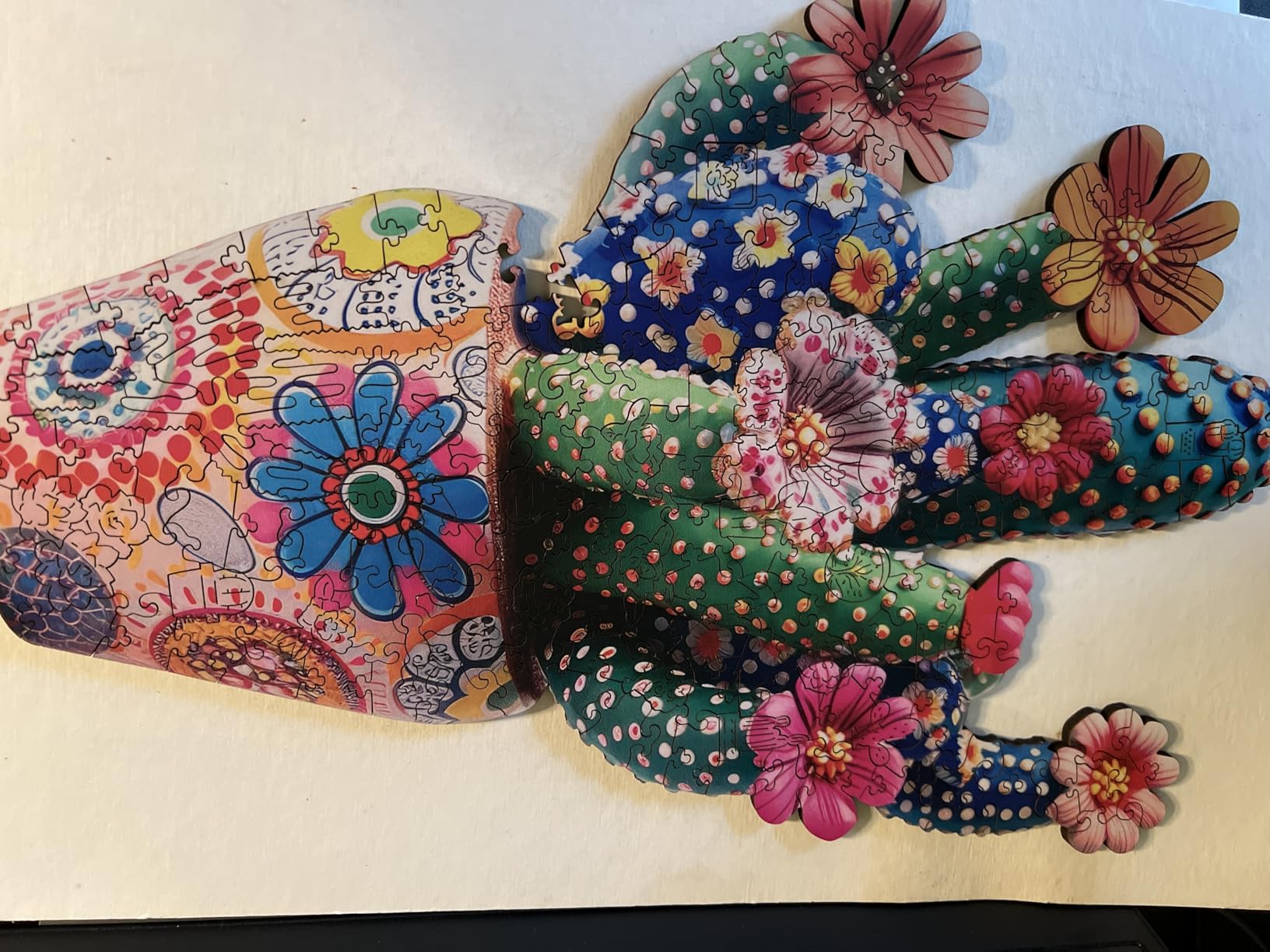 Mys Aurora Puzzles for Adults Cactus Flower Wooden Puzzles, 500 Pieces | Unique Shaped Jigsaw Puzzles, Birthday for Family Adults, Fun Challenge Game 16.7''x 23.4'' customer photo 2
