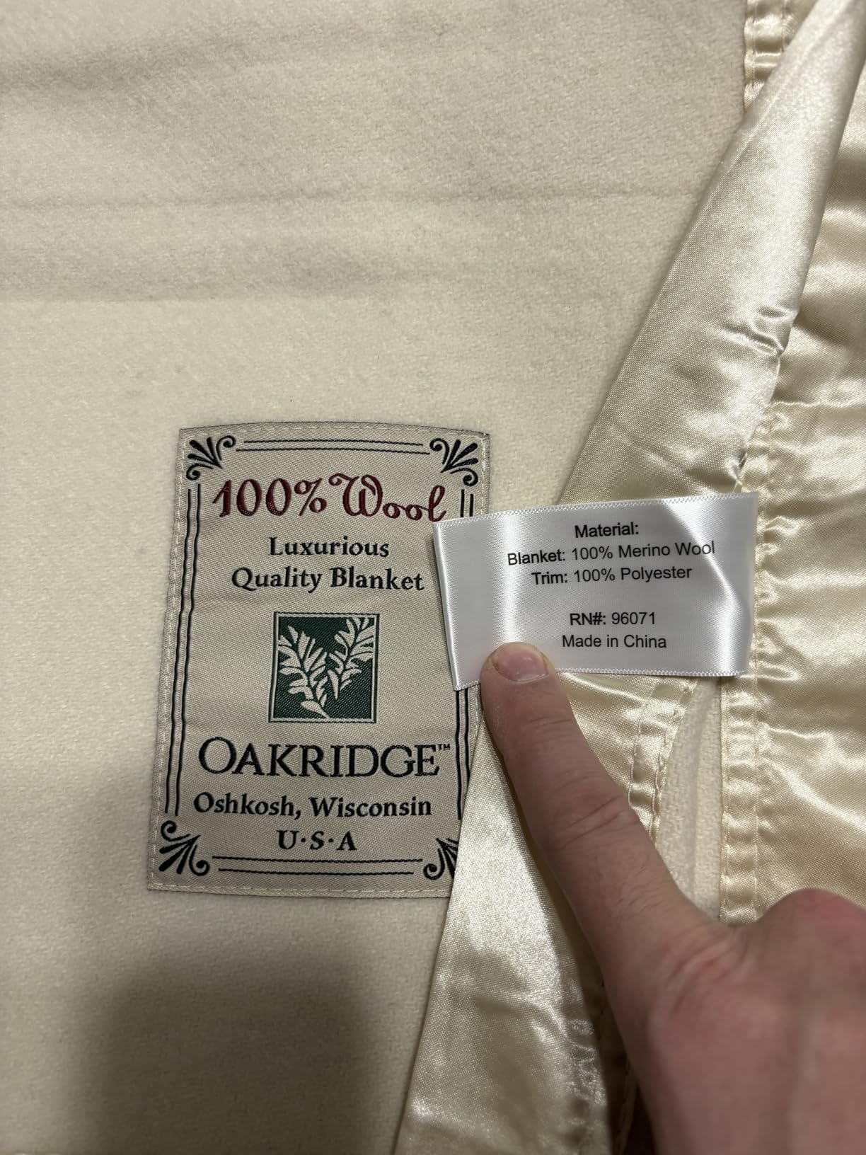 OakRidge Heirloom Merino Wool Blanket - 100% Australian Wool with | Vintage Satin Edges - Breathable, Odor-Resistant, All-Season Bedding in Full/Queen Size - Tan Cozy Throw for Home or Travel customer photo 2