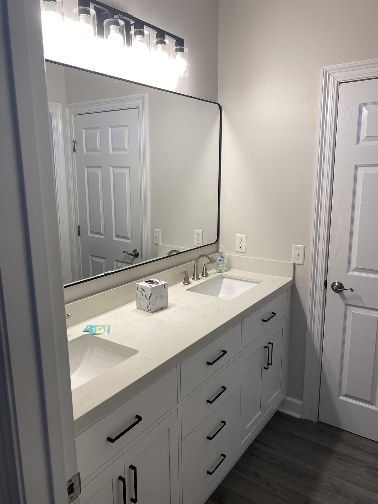 ARIEL Hepburn 72-inch Bathroom Vanity with Sink, Solid Wood, 1.5-inch Carrara White Quartz Countertop, Double Rectangular Porcelain Sink, 4 Soft Closing Doors, 6 Dovetail Drawers, White Oak customer photo 2