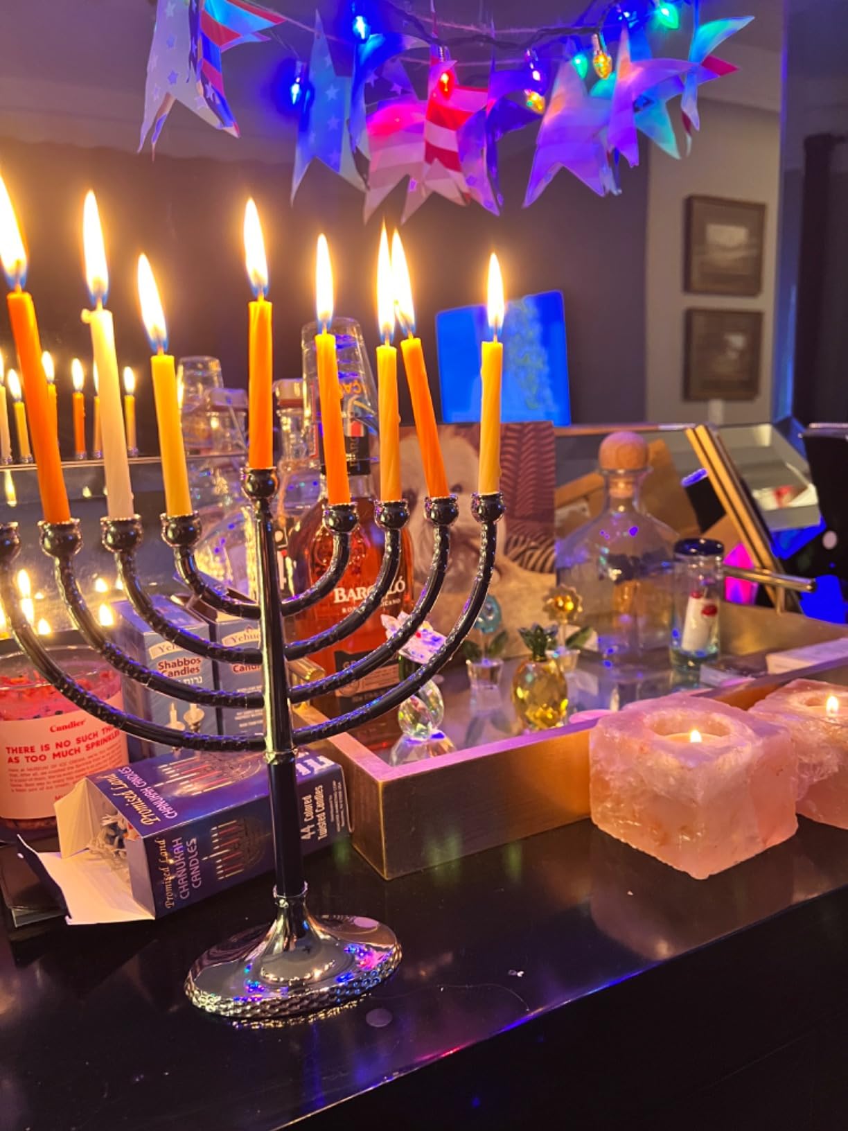 The Dreidel Company Hanukkah Silver Mini Menorah with Candles Classic 5 inch Great for Travel, Hanukkah Decor Centerpiece customer photo 1