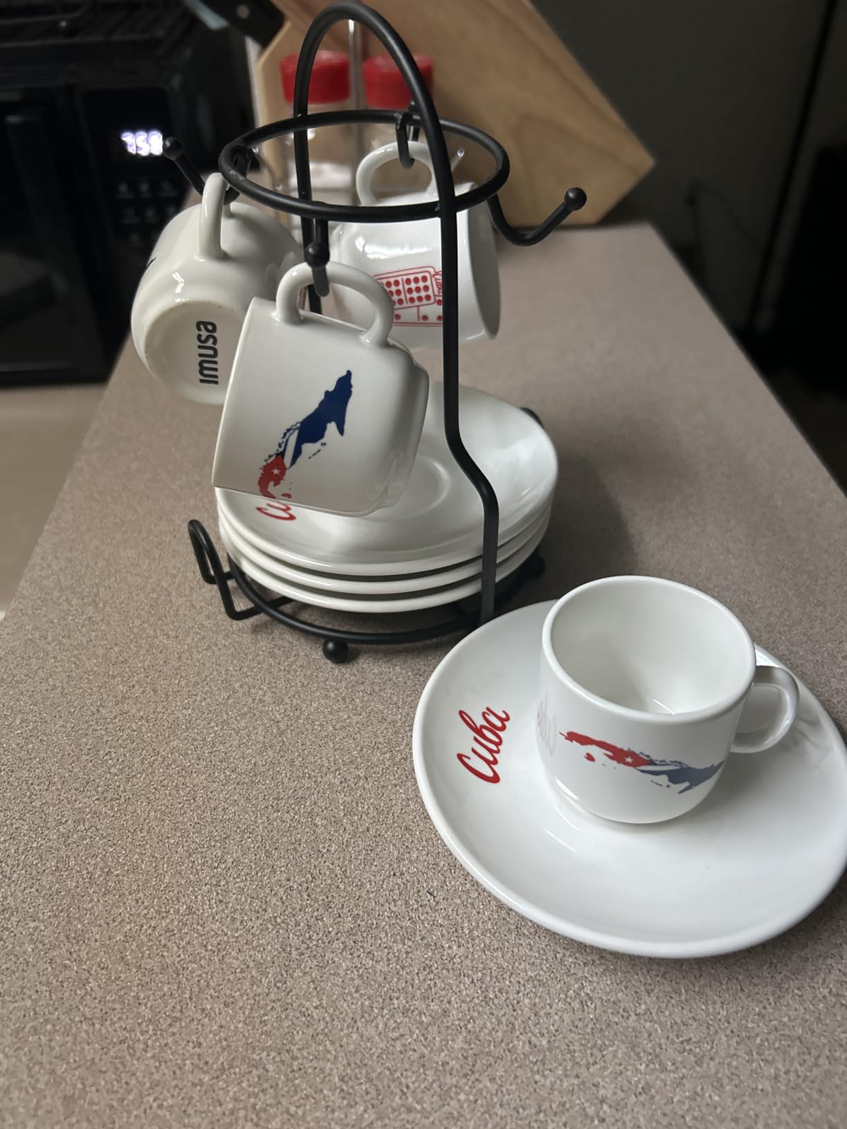 IMUSA 8 Piece Stoneware 1.5 Oz Cuba Espresso Coffee Set with Rack, White | Cuba Themed Design, Includes Rack for Storage, Ideal for Hot Drinks customer photo 1