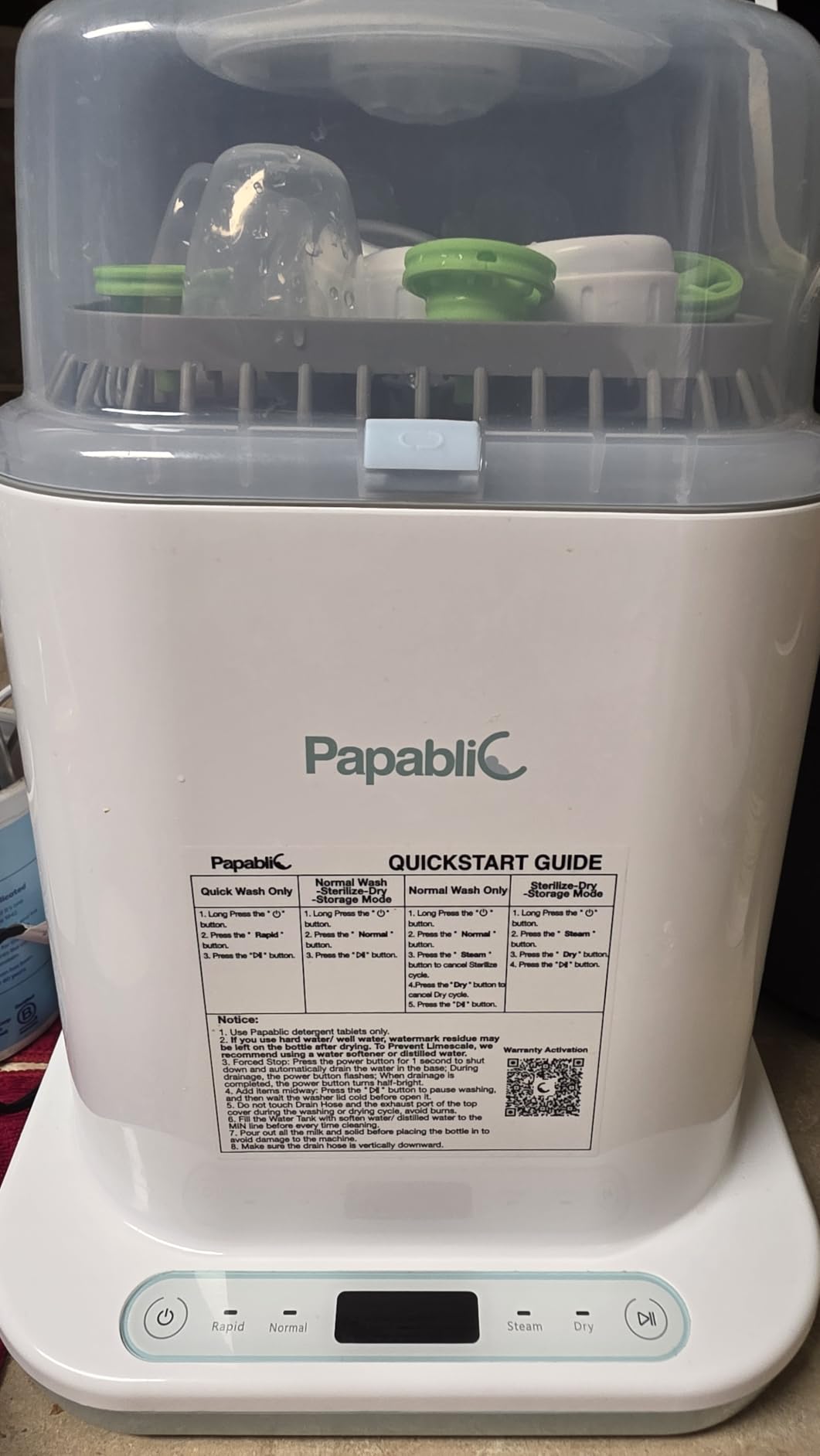 Papablic Bottle Washer Pro, Bottle Washer & Sterilizer & Dryer, 4-in-1 Sanitizer for Bottles, Pump Parts, C-Section& Baby Essentials - Quick & Clean with 60 Detergent Tablets customer photo 1